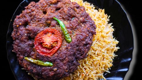 Pulao with Chapli Kabab